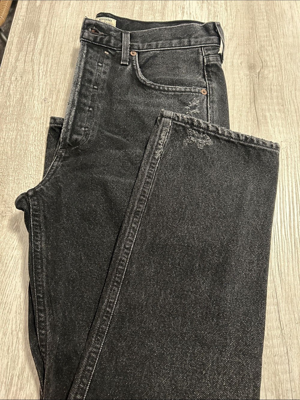 Citizens of Humanity Charlotte High Rise Straight Sz 28 Black Distressed Denim - Picture 13 of 13